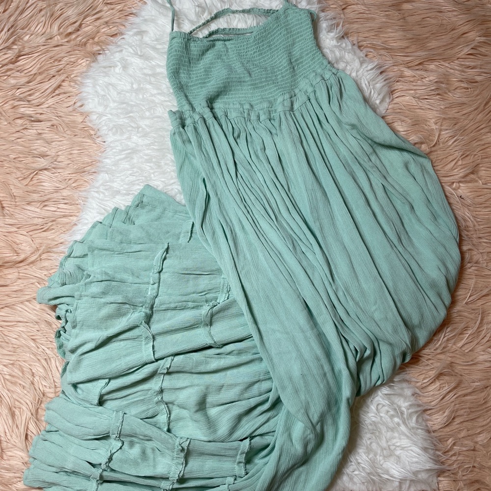 FREE PEOPLE Extratropical Smocked Halter Cutouts Back Maxi Dress Xs M L - Picture 7 of 13